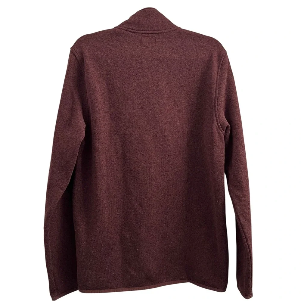 J.Crew Authentic Fleece Mens Large Burgundy Heather Quarter Zip Pullover Sweater